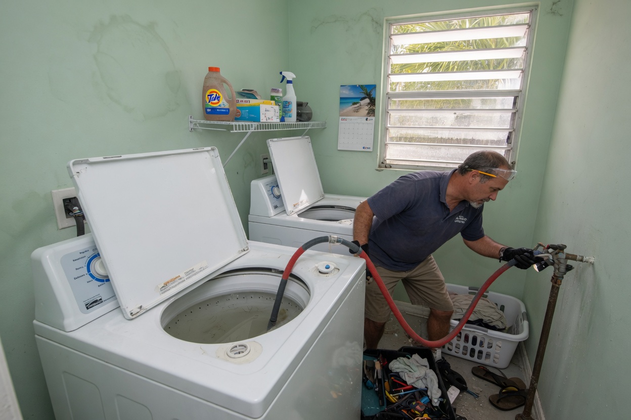 Top-load washer with standing water while the drain hose is checked